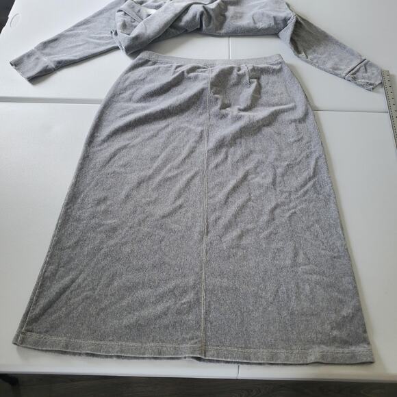 J. Jill Top & Skirt Set Womens 2X 3X Gray Knit Long Sleeve Elastic Waist Modest - Picture 9 of 16
